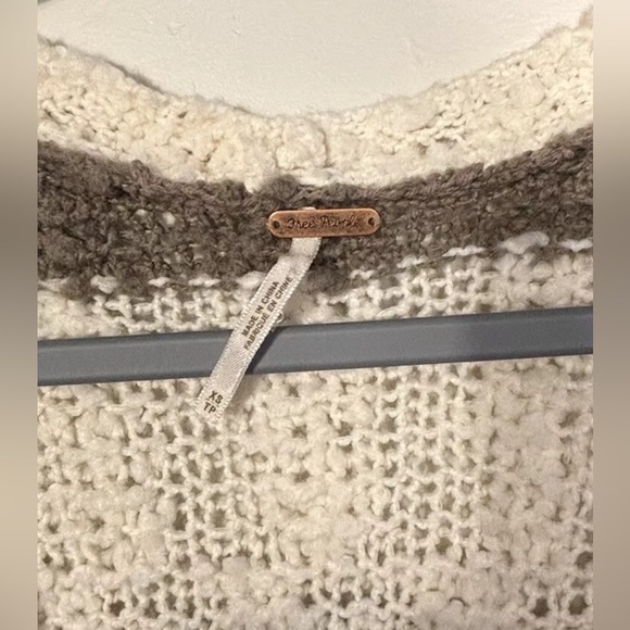 Free People Brown Off White Multi-Color Striped Long Cardigan Size XS - Picture 3 of 4